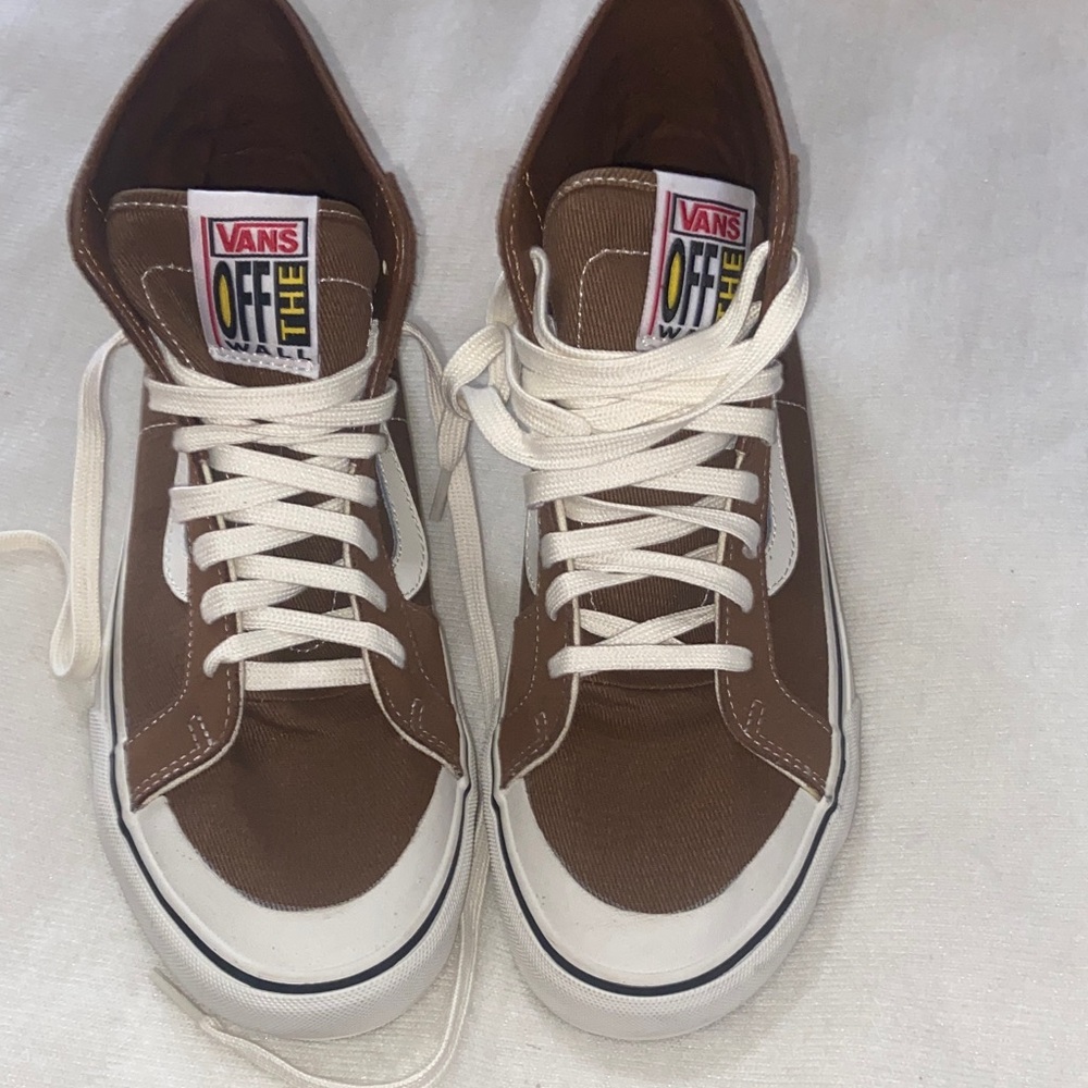 Vans Brown and White High-Top Sneakers